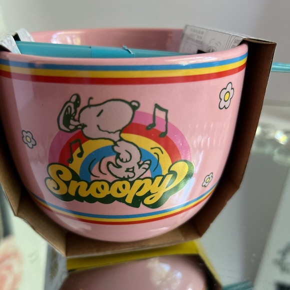 Noodles bowl Pink Snoopy with Blue chopsticks - Picture 3 of 4